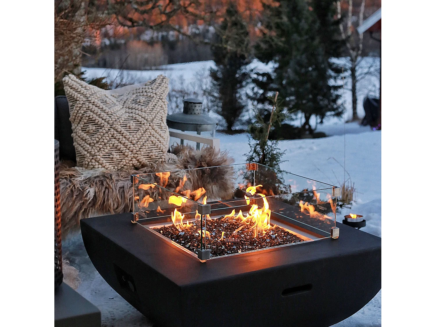 Table braséro à gaz Aurora en béton fibré - 87x87x36 cm