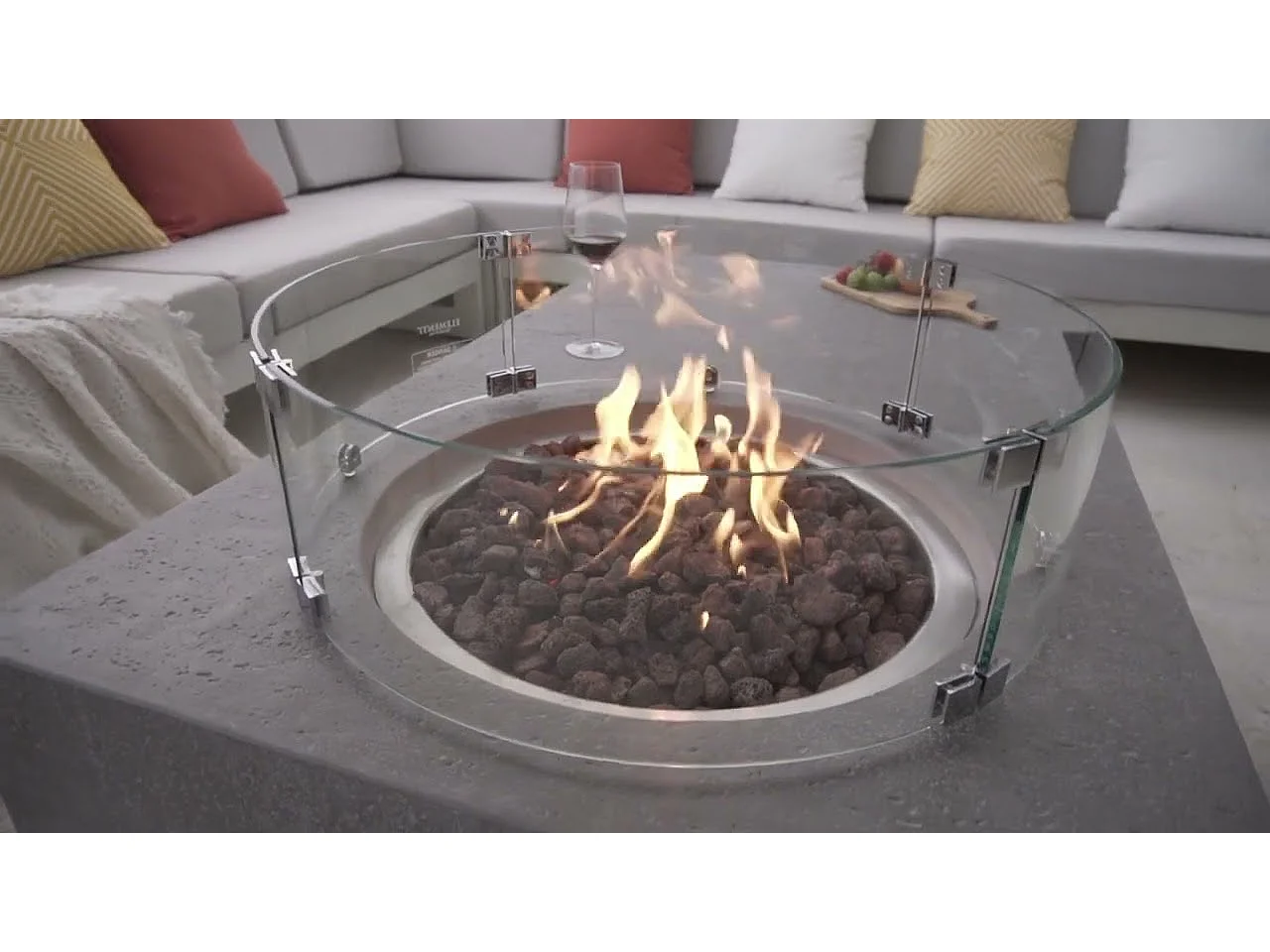 Table braséro à gaz Metropolis en béton fibré - 142x81x35 cm