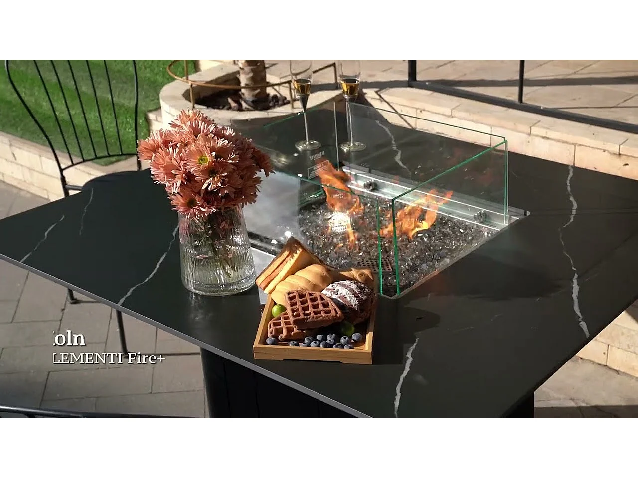 Table braséro à gaz Metropolis en béton fibré - 142x81x35 cm