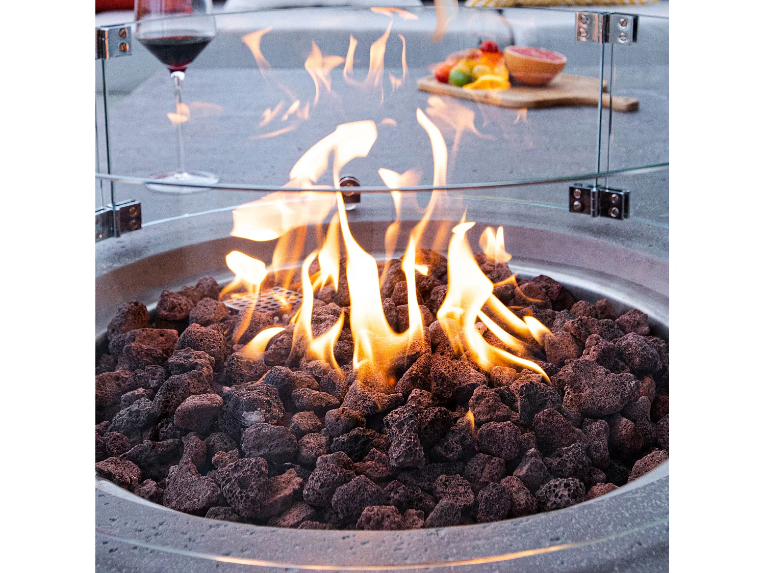 Table braséro à gaz Metropolis en béton fibré - 142x81x35 cm