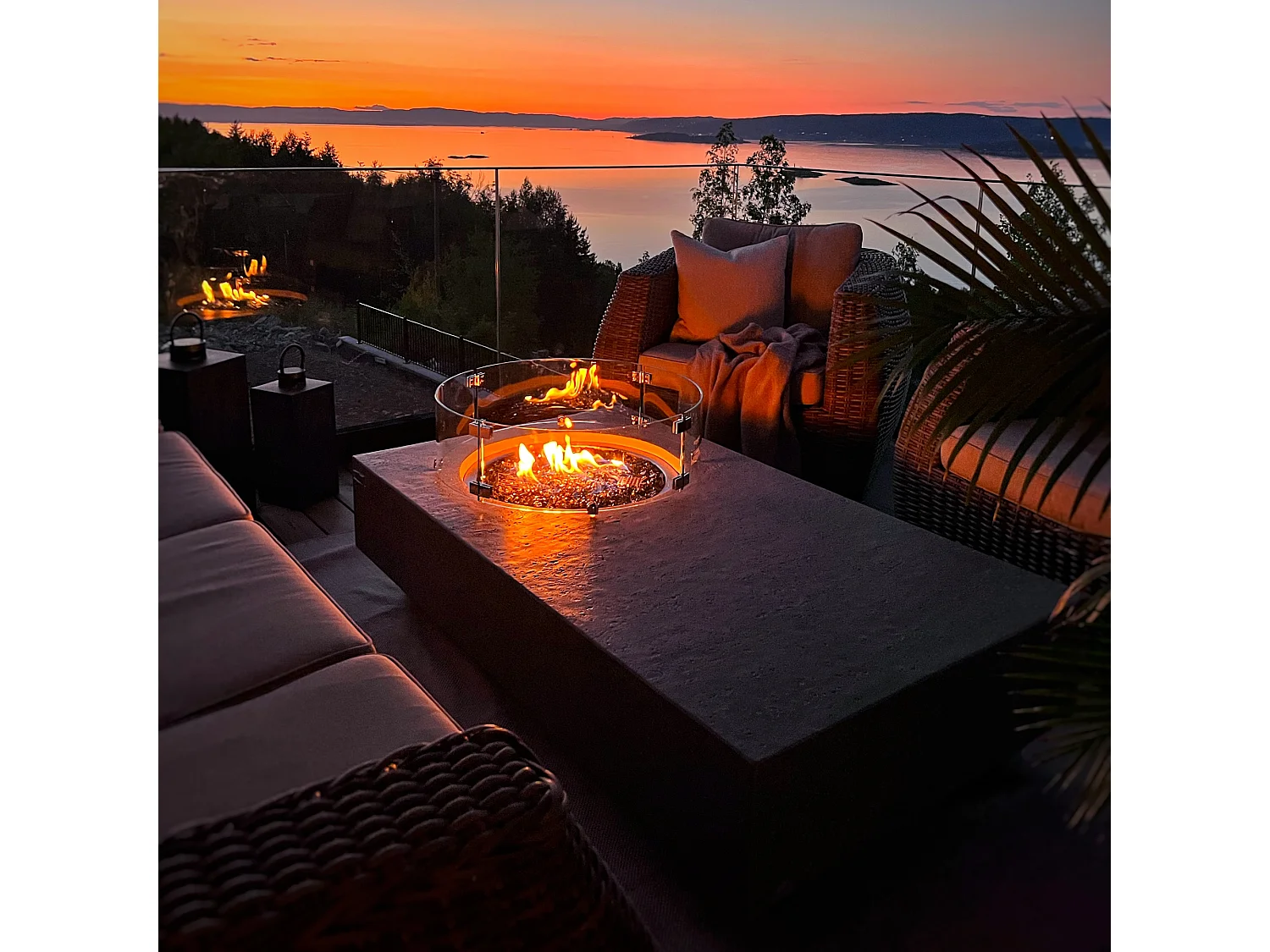 Table braséro à gaz Metropolis en béton fibré - 142x81x35 cm