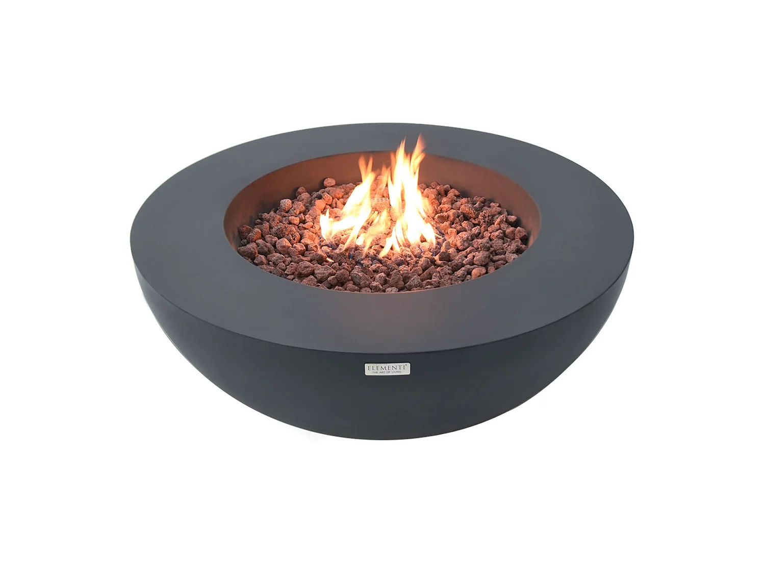 Table braséro à gaz LUNAR BOWL en béton fibré - 107x107x40 cm