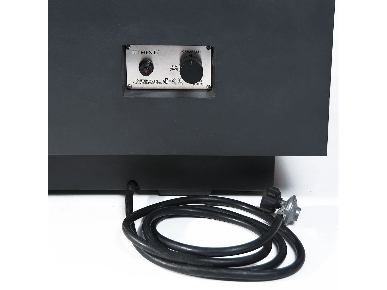 Ensemble braséro à gaz Granville 4 pcs - béton fibré, avec pare-vent et caches