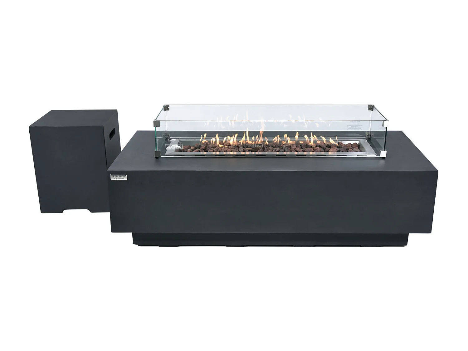 Ensemble braséro à gaz Granville 4 pcs - béton fibré, avec pare-vent et caches