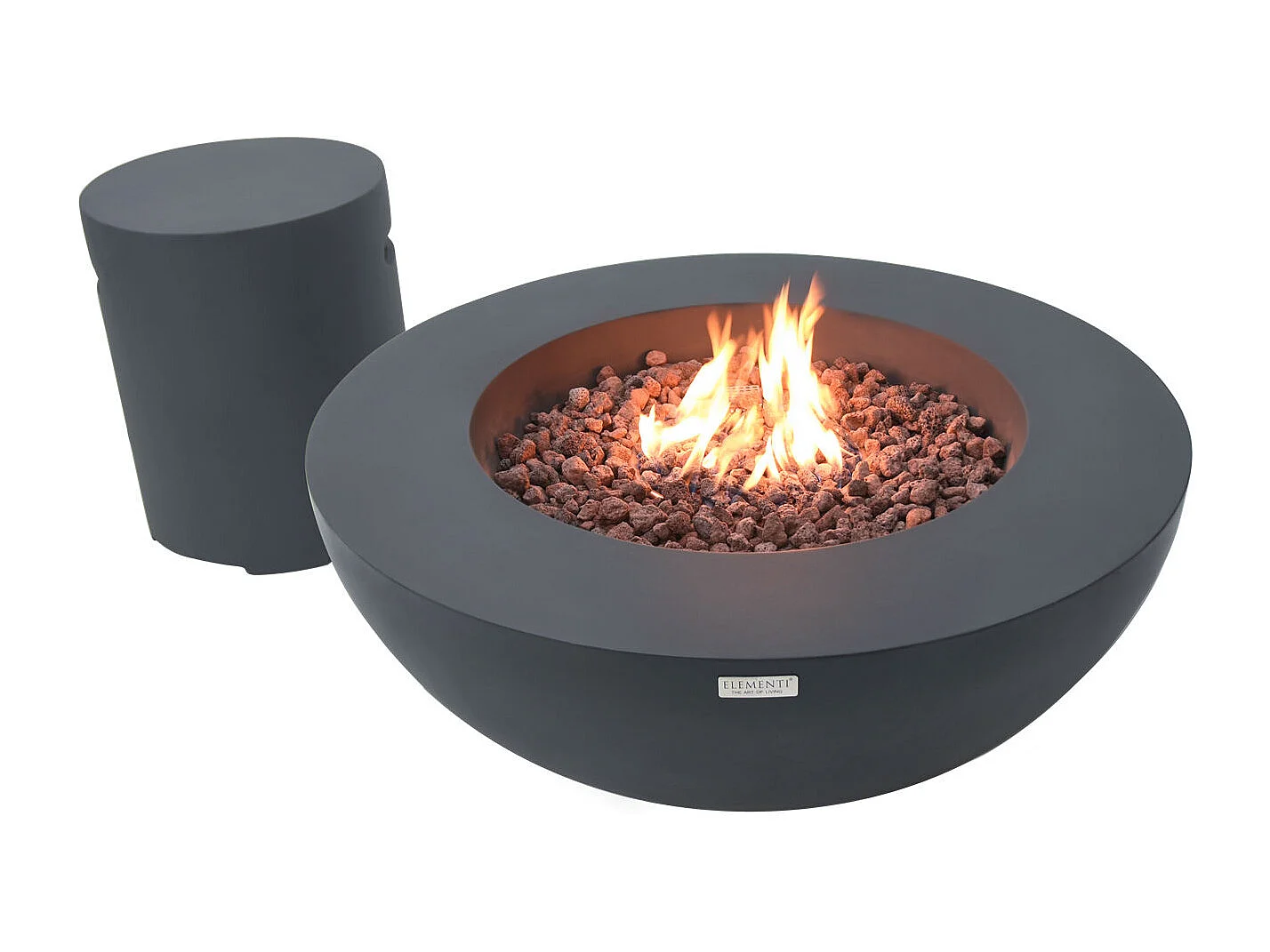 Ensemble braséro à gaz LUNAR BOWL 4 pcs - béton fibré, avec pare-vent et caches