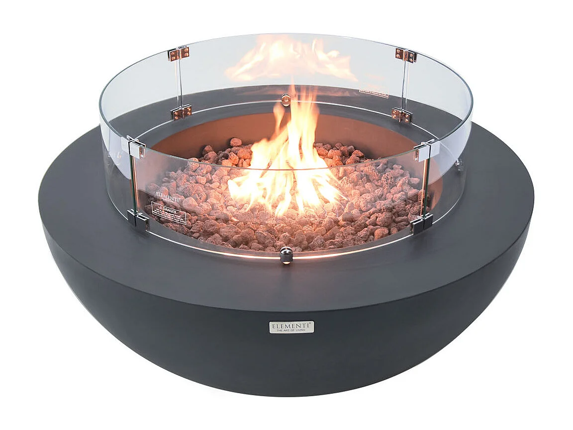 Ensemble braséro à gaz LUNAR BOWL 4 pcs - béton fibré, avec pare-vent et caches