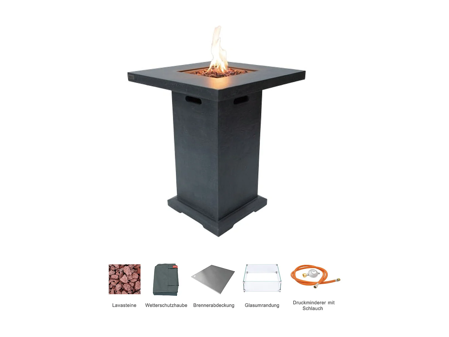 Ensemble mange-debout braséro MONTREALI 2 pcs - avec pare-vent en verre