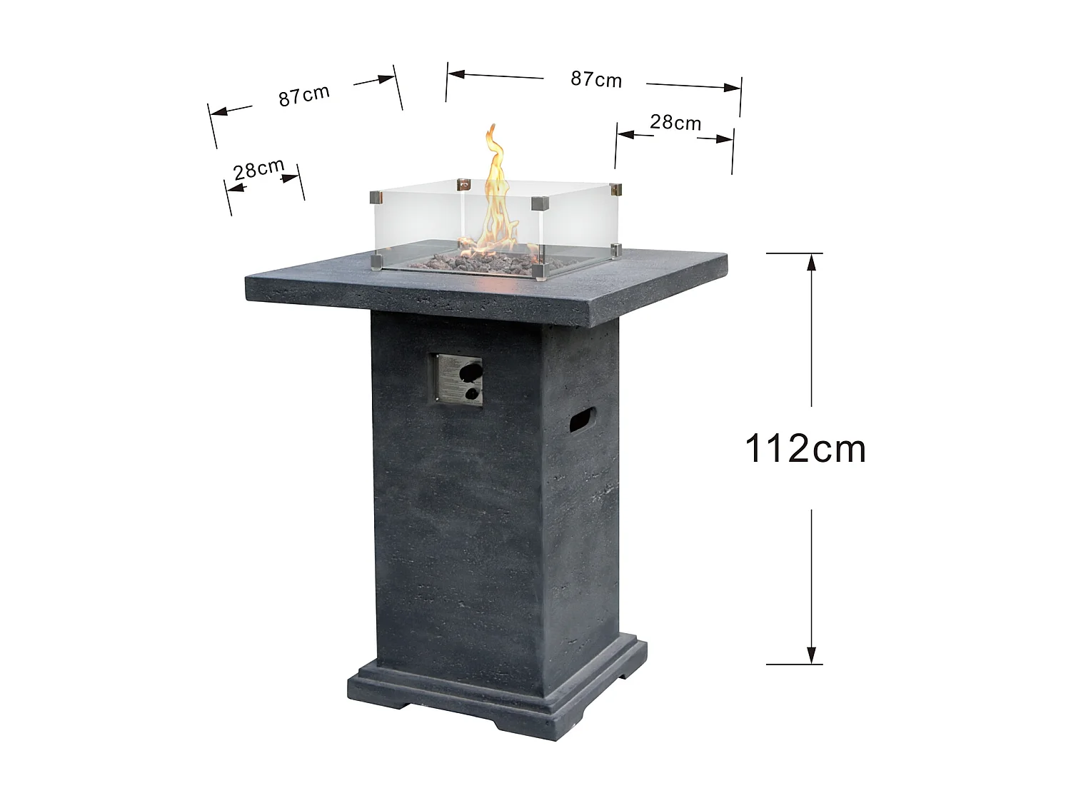 Ensemble mange-debout braséro MONTREALI 2 pcs - avec pare-vent en verre