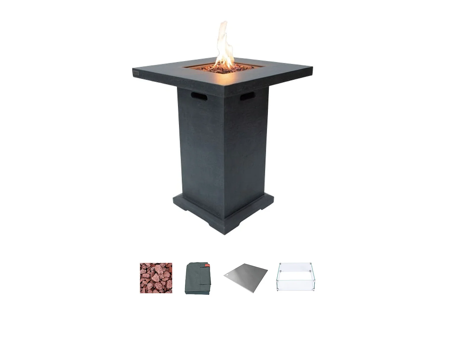 Ensemble mange-debout braséro MONTREALI 2 pcs - avec pare-vent en verre