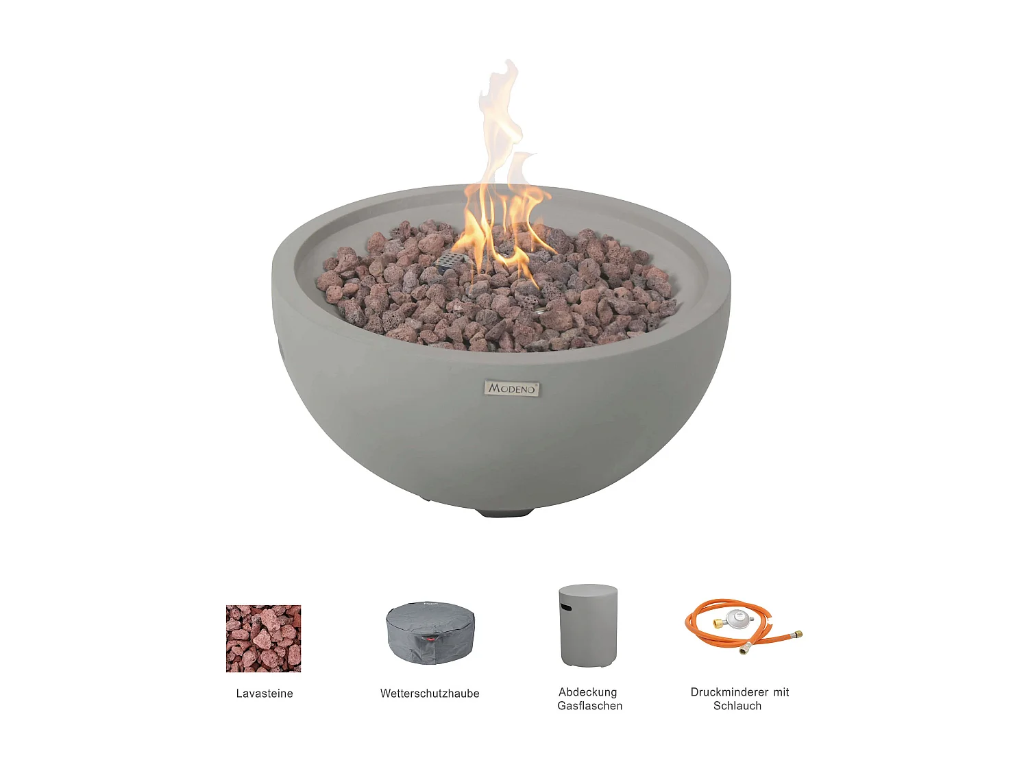 Ensemble braséro à gaz Nantucket 2 pcs - béton fibré, avec cache-bouteille