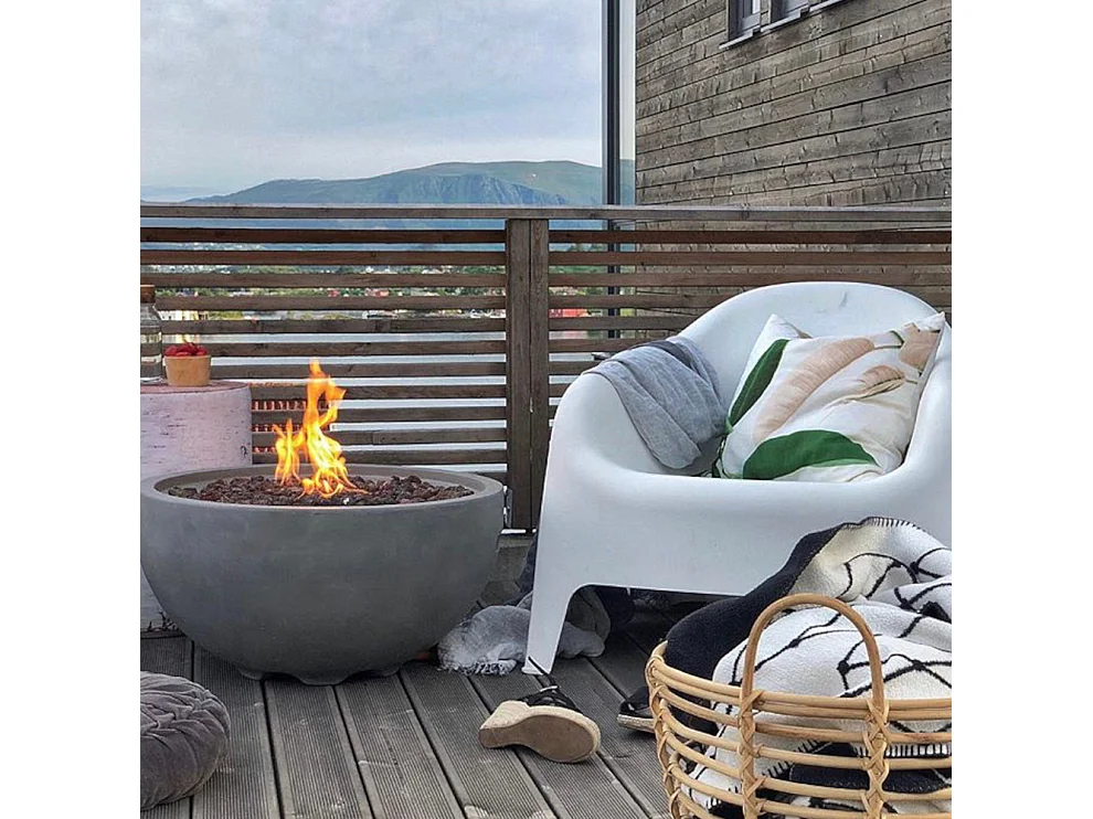 Ensemble braséro à gaz Nantucket 2 pcs - béton fibré, avec cache-bouteille