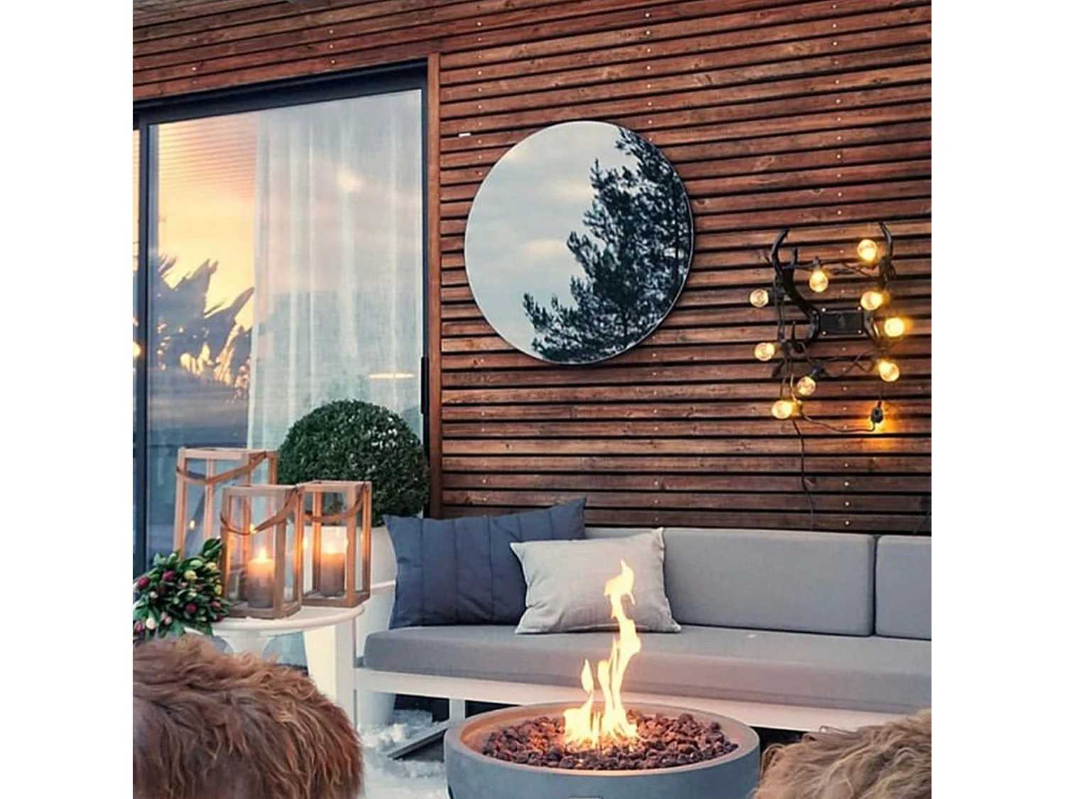 Ensemble braséro à gaz Nantucket 2 pcs - béton fibré, avec cache-bouteille