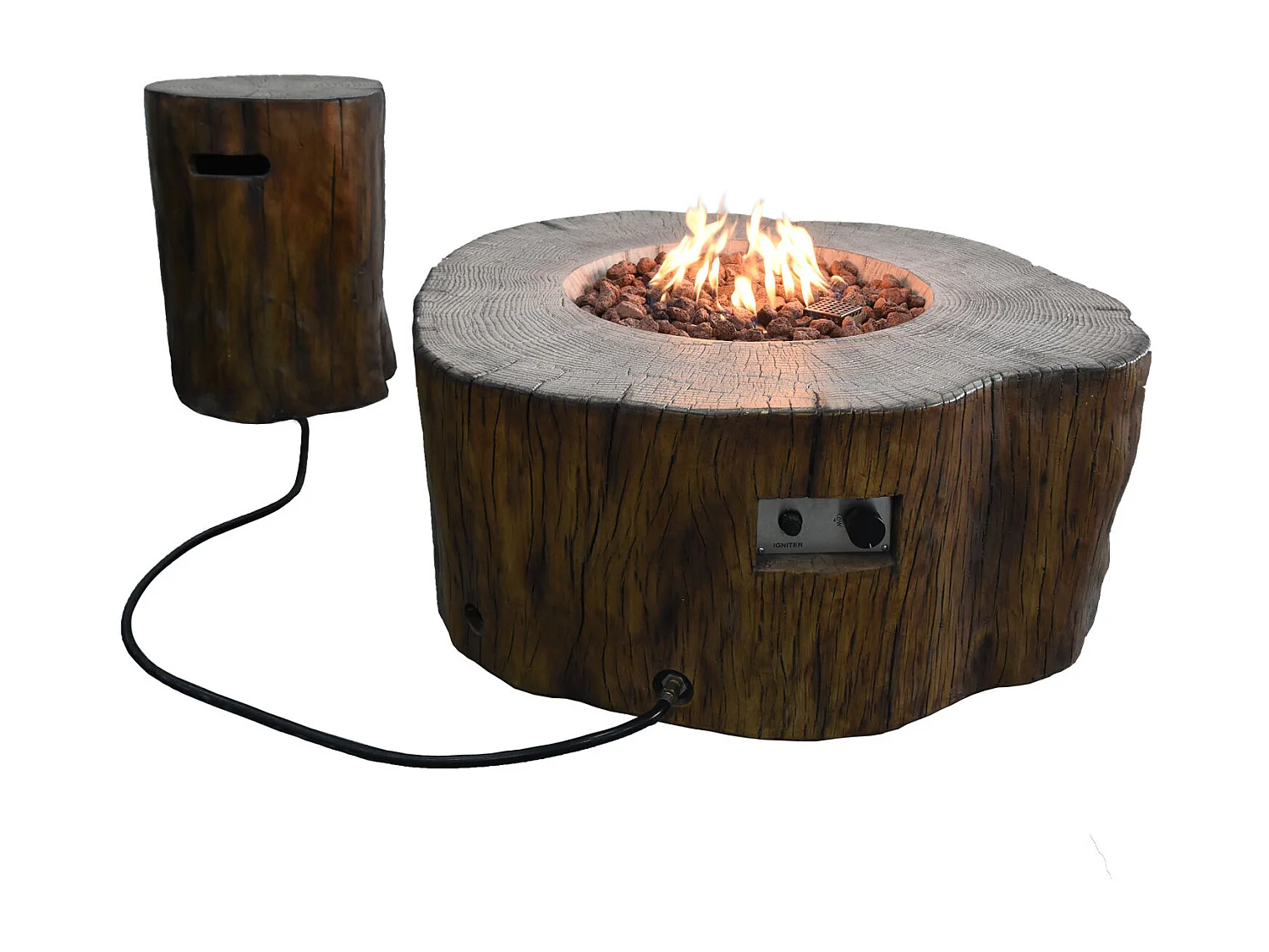 Ensemble braséro à gaz Manchester 4 pcs - béton fibré, avec pare-vent et caches