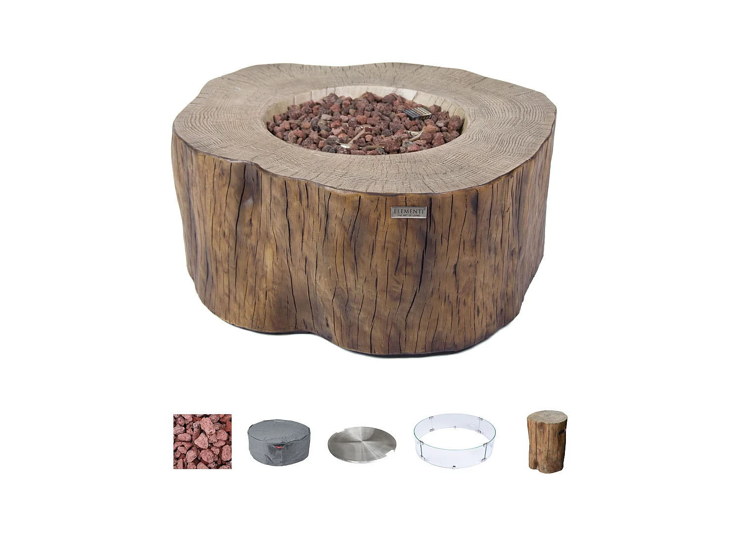 Ensemble braséro à gaz Manchester 4 pcs - béton fibré, avec pare-vent et caches