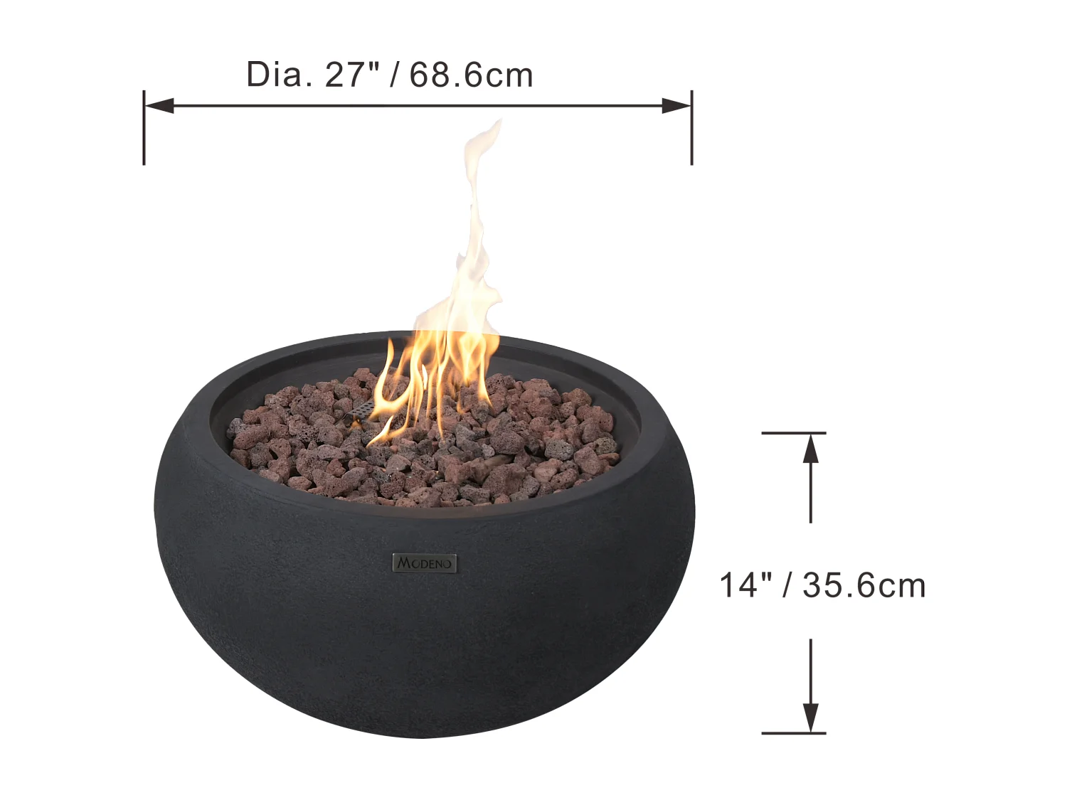 Table braséro à gaz York en béton fibré - 68x68x36 cm