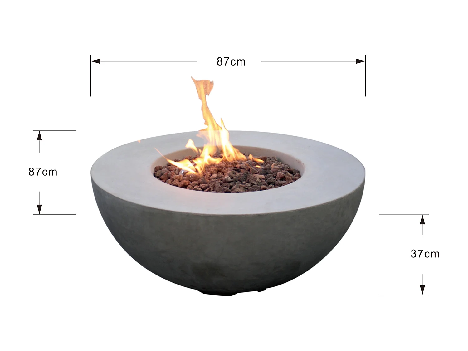 Ensemble braséro à gaz Roca 4 pcs - béton fibré, avec pare-vent et caches