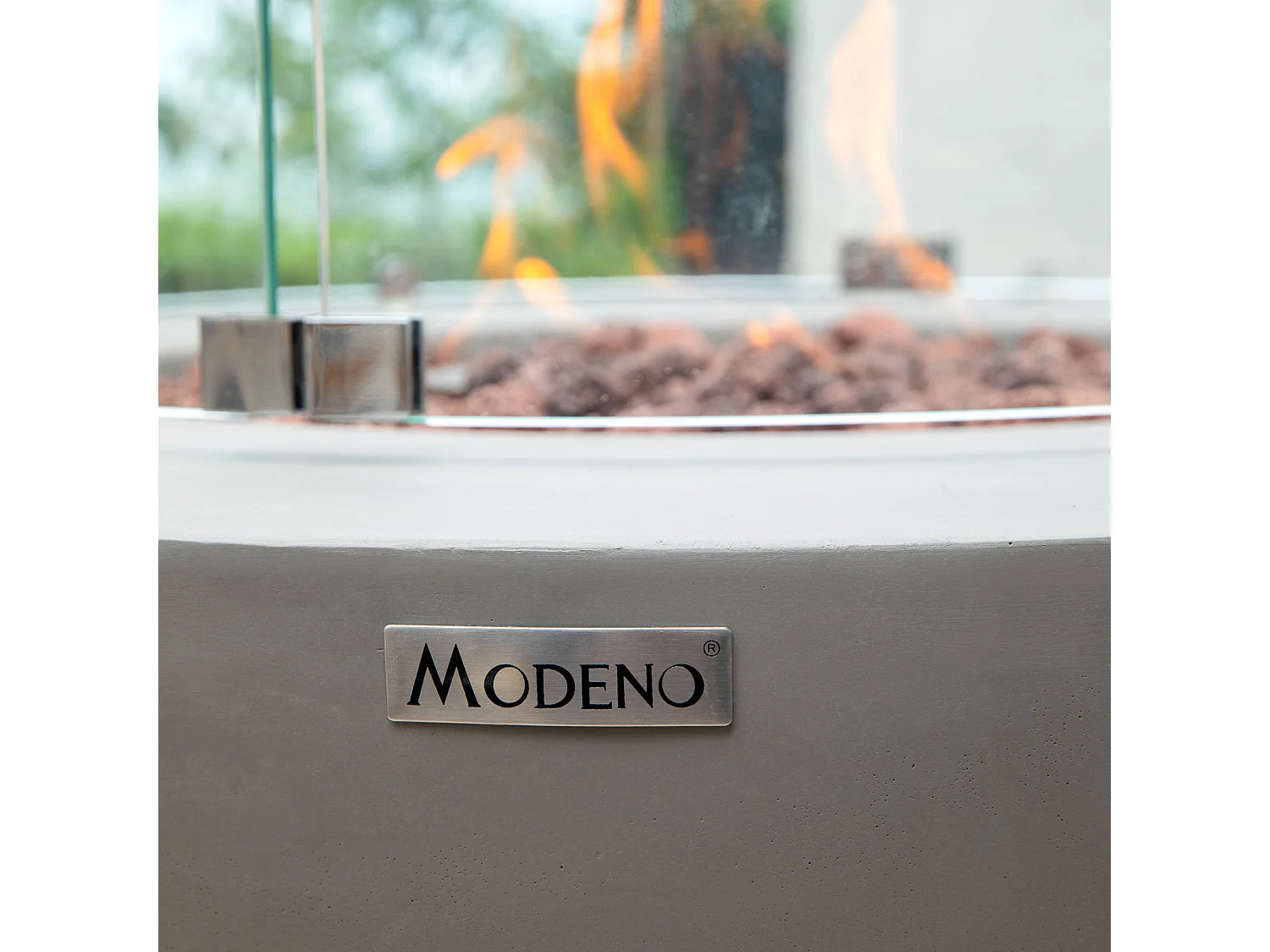 Ensemble braséro à gaz Roca 4 pcs - béton fibré, avec pare-vent et caches