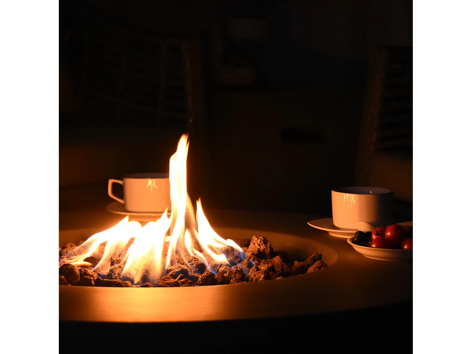 Table braséro à gaz Venice en béton fibré - 87x87x37 cm