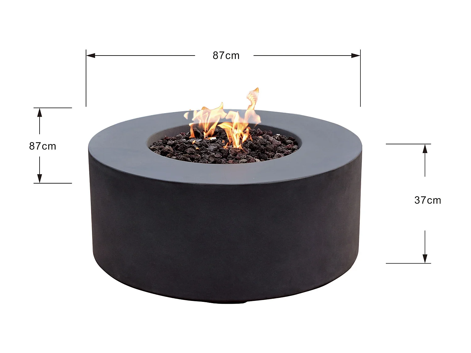 Table braséro à gaz Venice en béton fibré - 87x87x37 cm