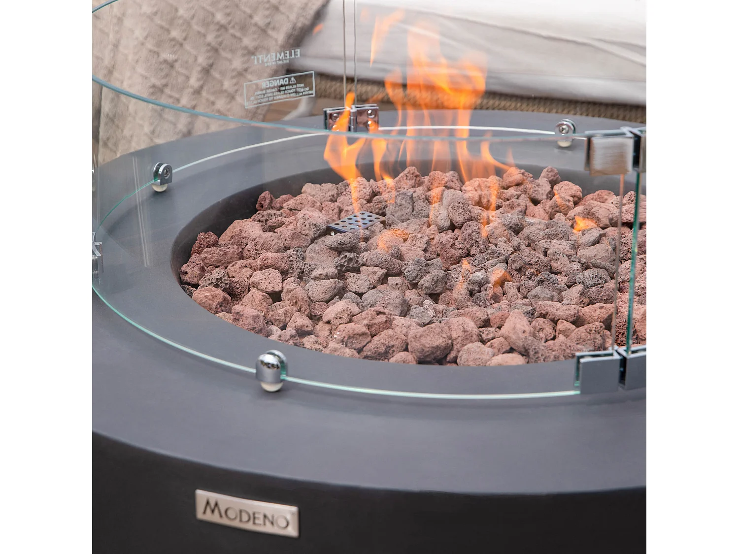 Table braséro à gaz Venice en béton fibré - 87x87x37 cm