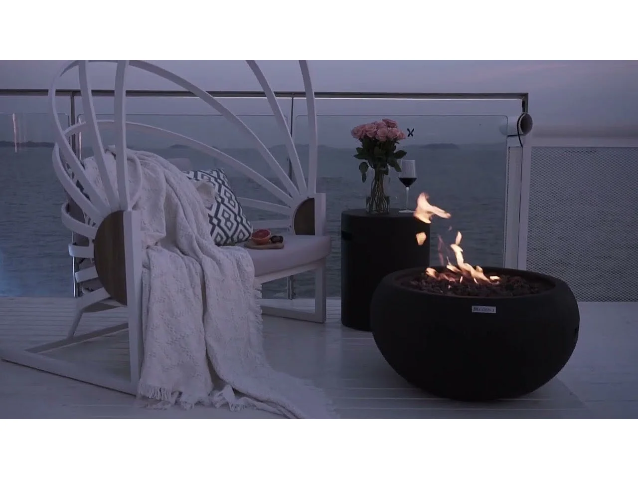 Ensemble braséro à gaz York 2 pcs - béton fibré, avec cache-bouteille