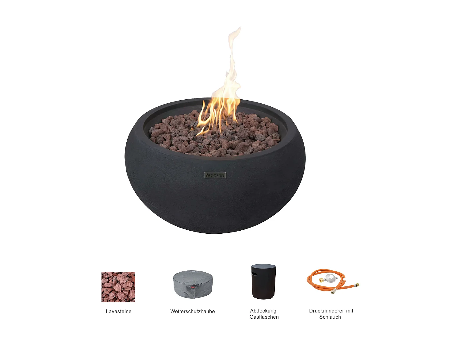 Ensemble braséro à gaz York 2 pcs - béton fibré, avec cache-bouteille