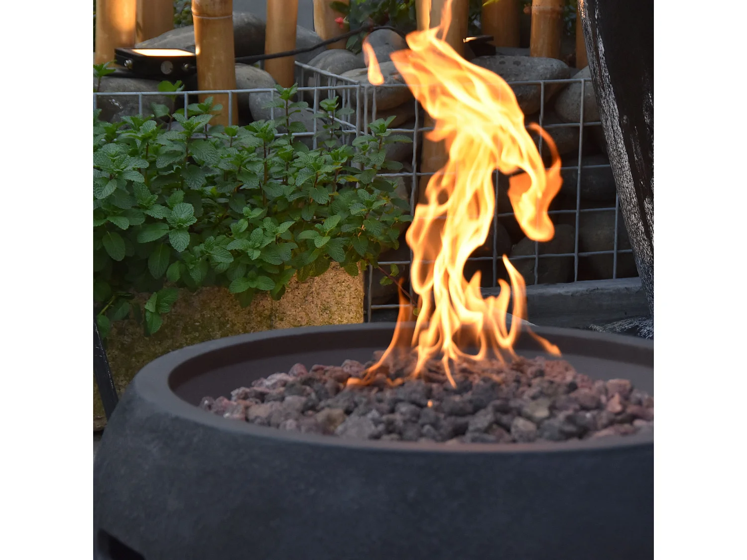 Ensemble braséro à gaz York 2 pcs - béton fibré, avec cache-bouteille