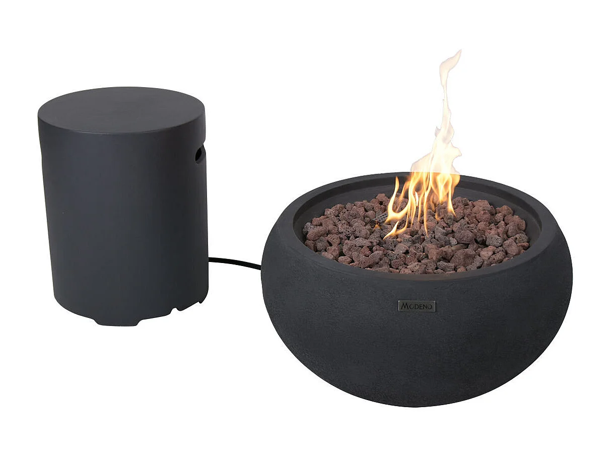 Ensemble braséro à gaz York 2 pcs - béton fibré, avec cache-bouteille