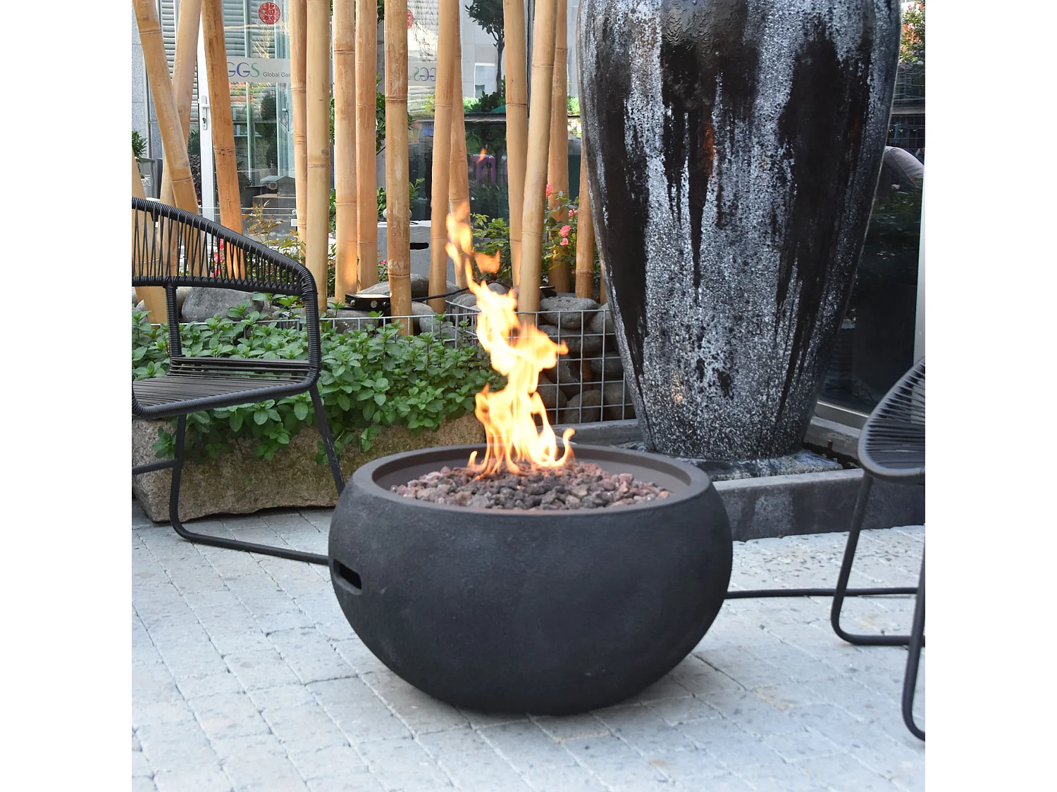 Ensemble braséro à gaz York 2 pcs - béton fibré, avec cache-bouteille