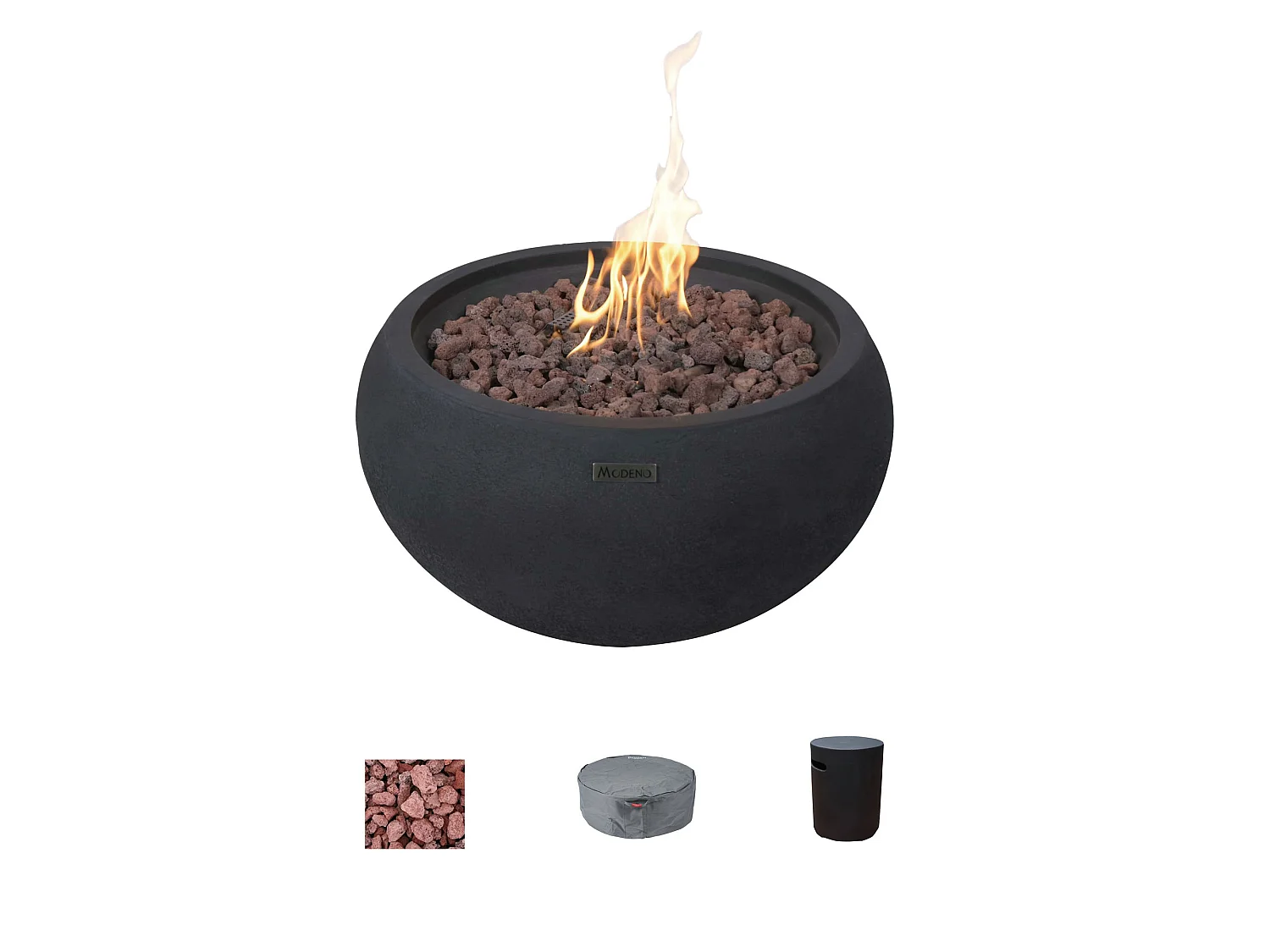 Ensemble braséro à gaz York 2 pcs - béton fibré, avec cache-bouteille