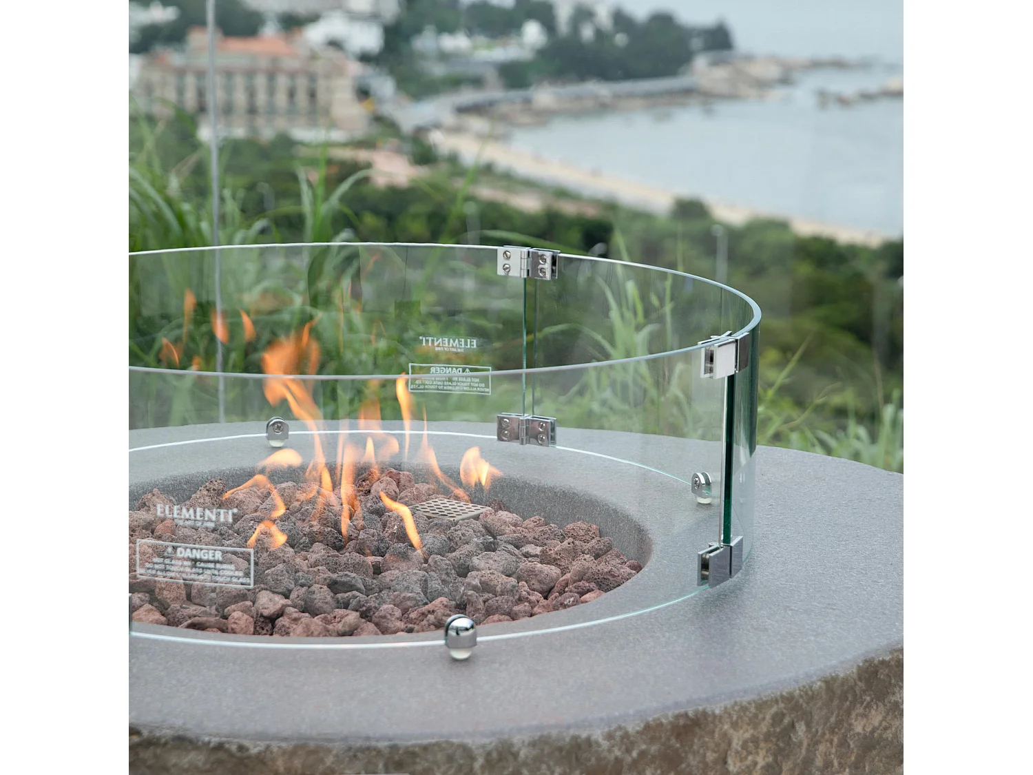 Table braséro à gaz Boulder en béton fibré - 110x89x41 cm