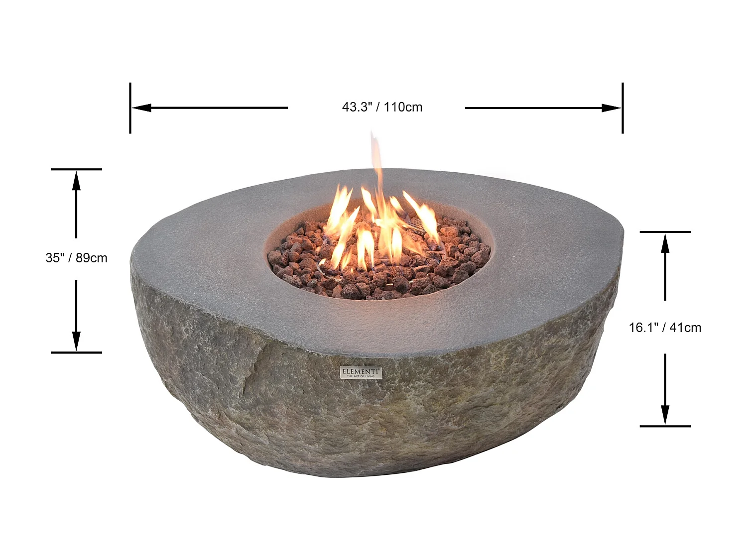 Table braséro à gaz Boulder en béton fibré - 110x89x41 cm