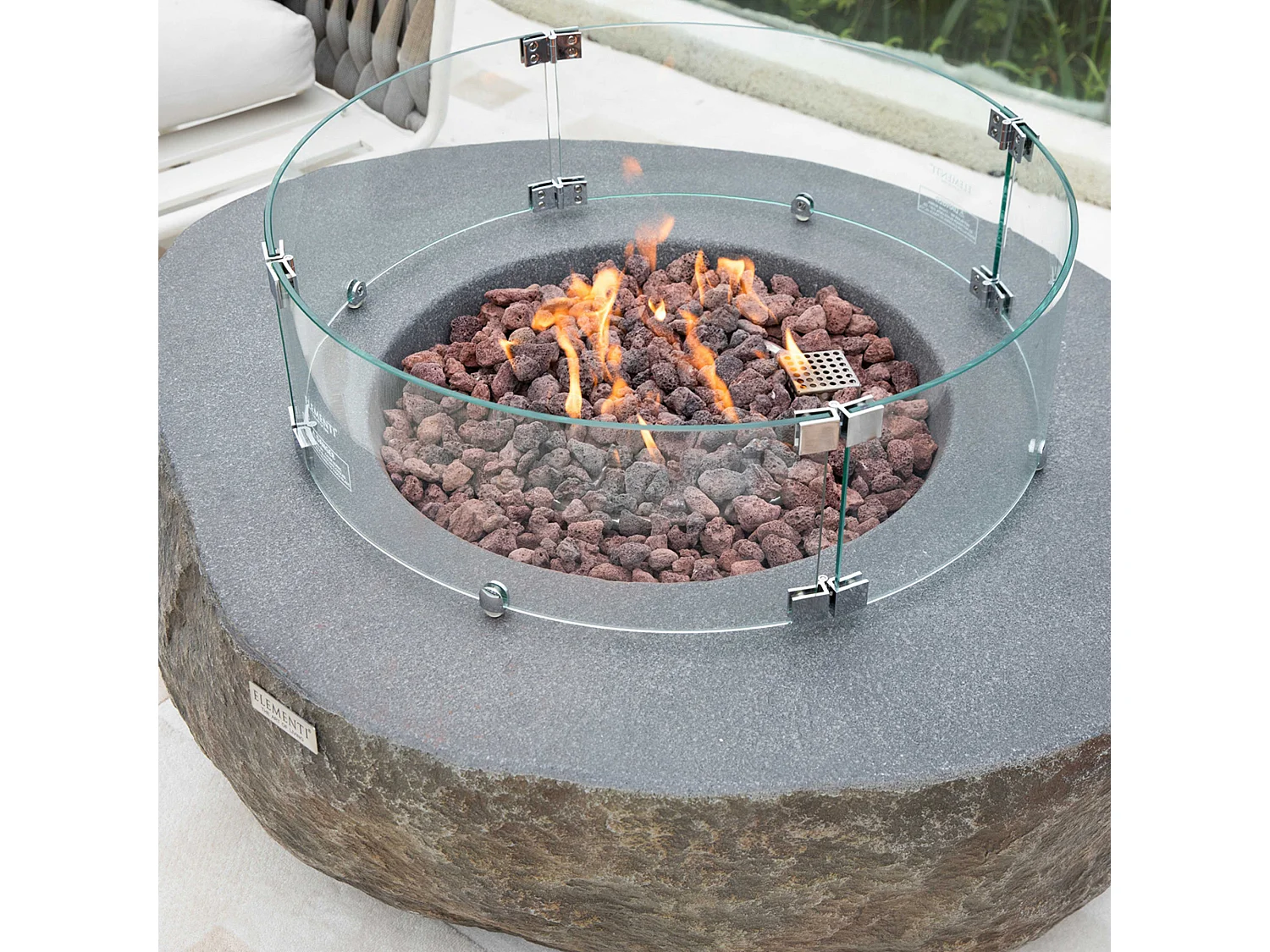 Table braséro à gaz Boulder en béton fibré - 110x89x41 cm