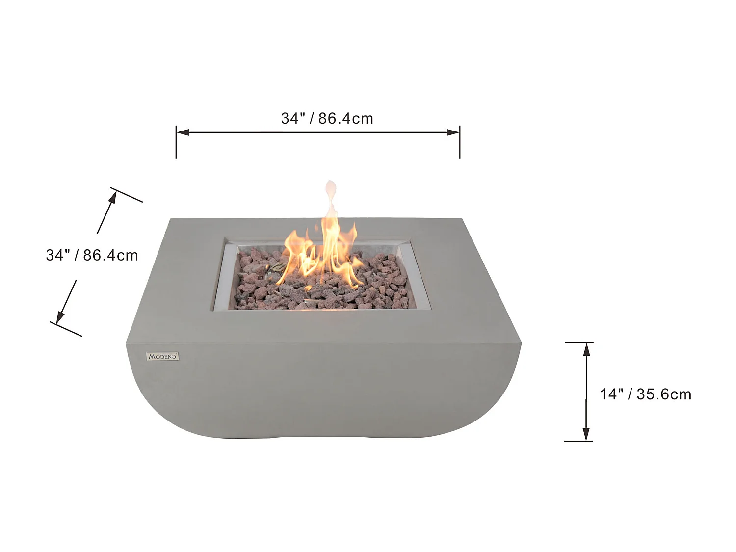 Ensemble braséro à gaz Westport 4 pcs - béton fibré, avec pare-vent et caches