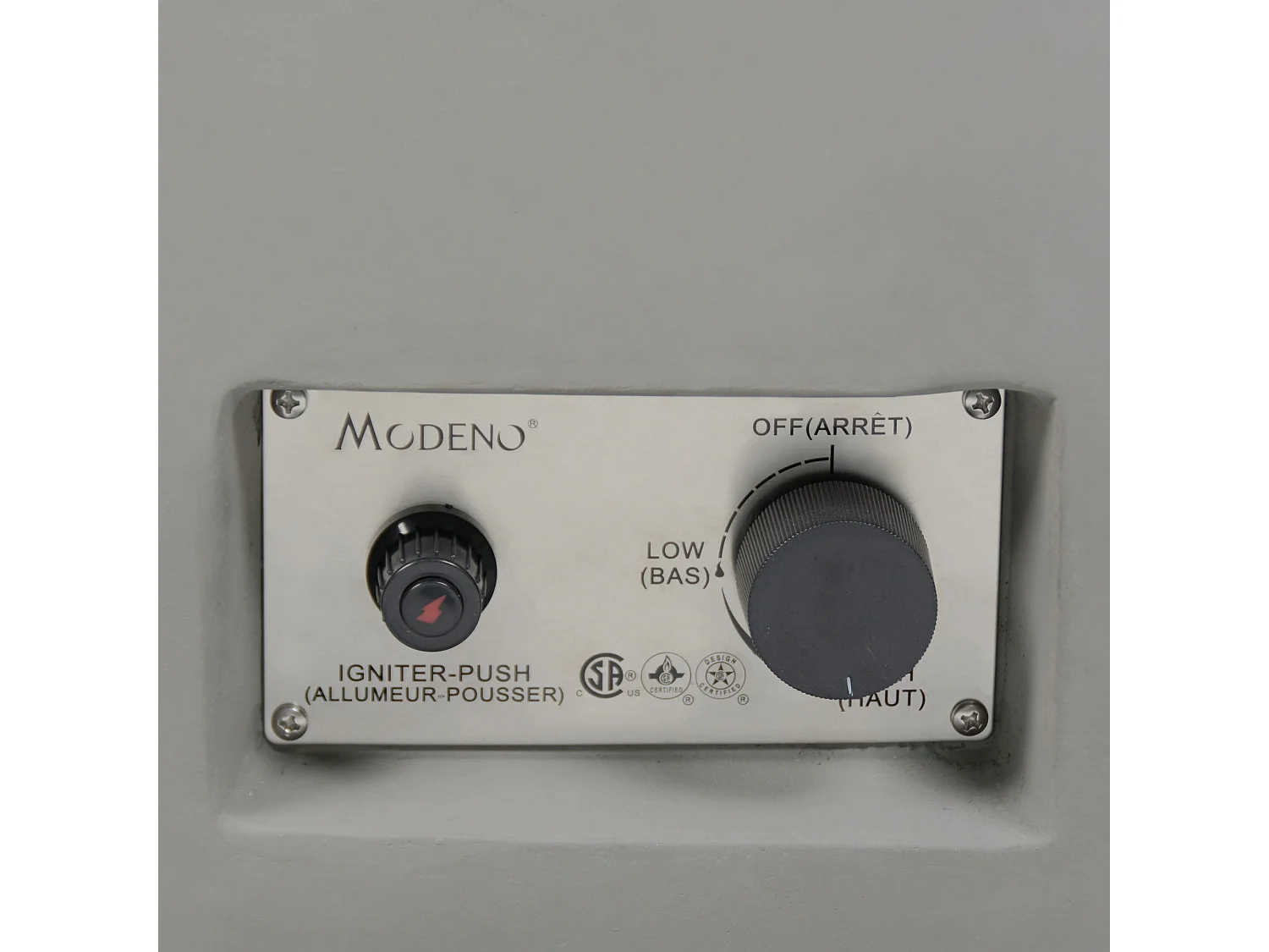 Ensemble braséro à gaz Westport 4 pcs - béton fibré, avec pare-vent et caches