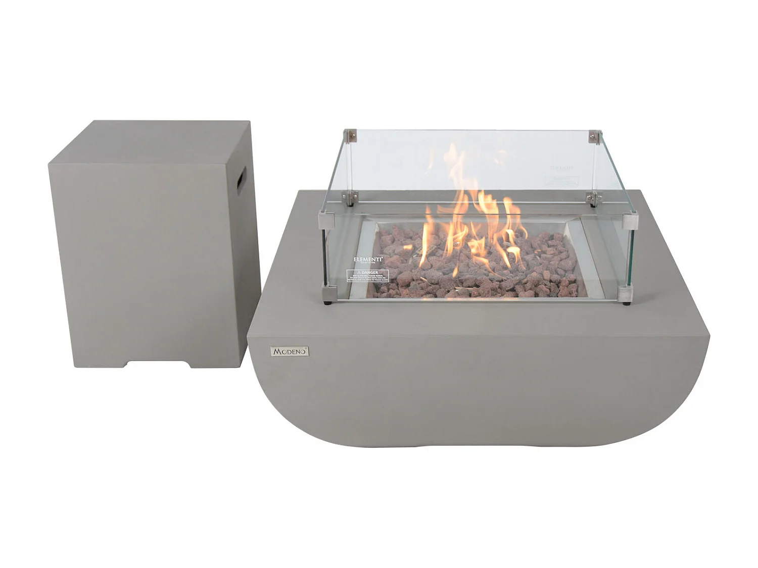 Ensemble braséro à gaz Westport 4 pcs - béton fibré, avec pare-vent et caches