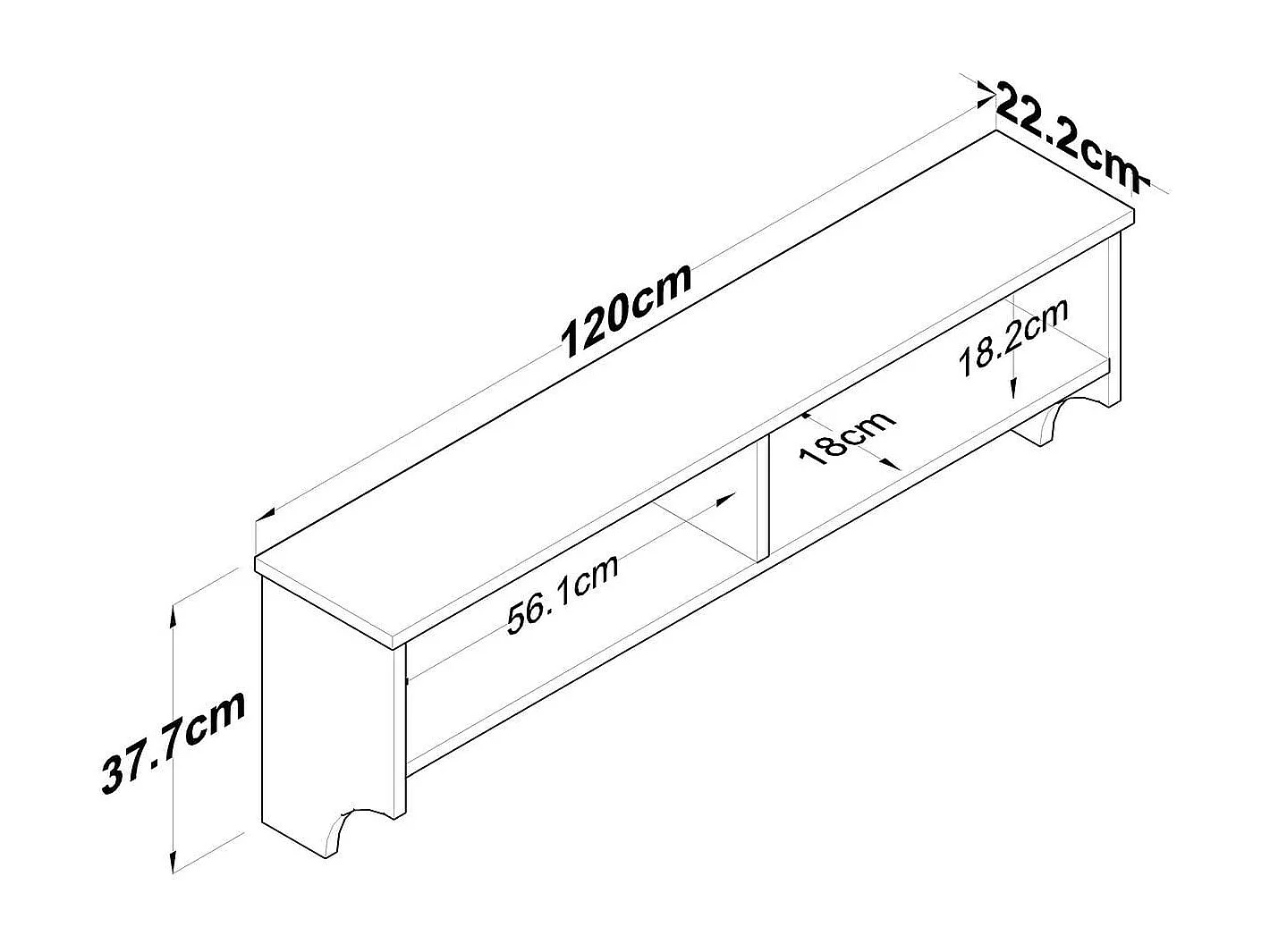 Etagère d'entrée murale avec niches et patères blanc & effet Noyer 120 cm - Taren
