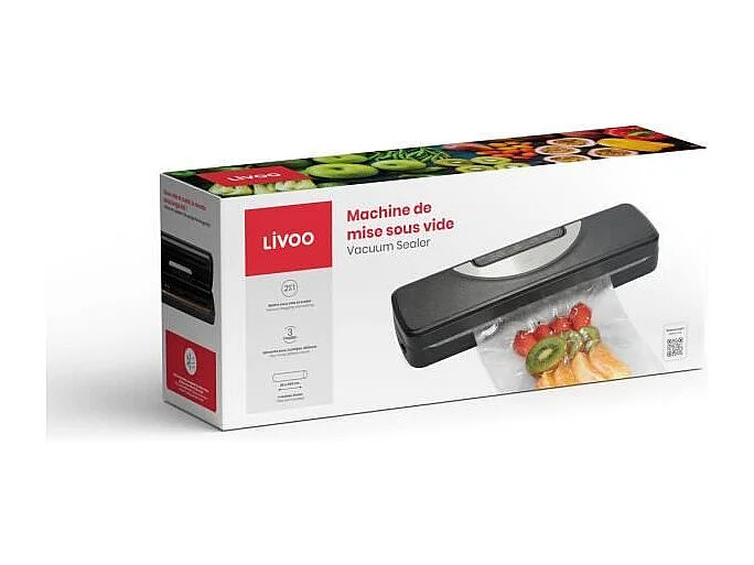Máquina de envasado al vacío Livoo DOM504 110W con 3 modos alimentarios, cortador integrado y rollo de 28cm x 3m