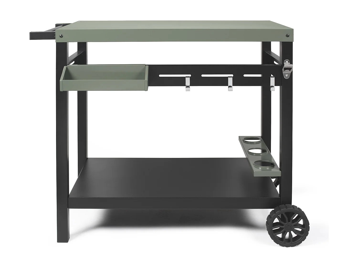 Wózek do planchy Livoo GS167V kaki 100,5x63x81 cm z miejscem do przechowywania, otwieraczem i kółkami