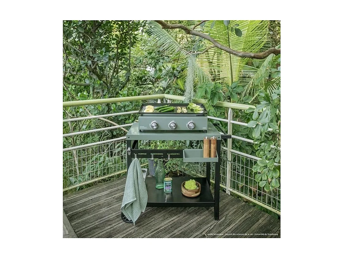 Wózek do planchy Livoo GS167V kaki 100,5x63x81 cm z miejscem do przechowywania, otwieraczem i kółkami