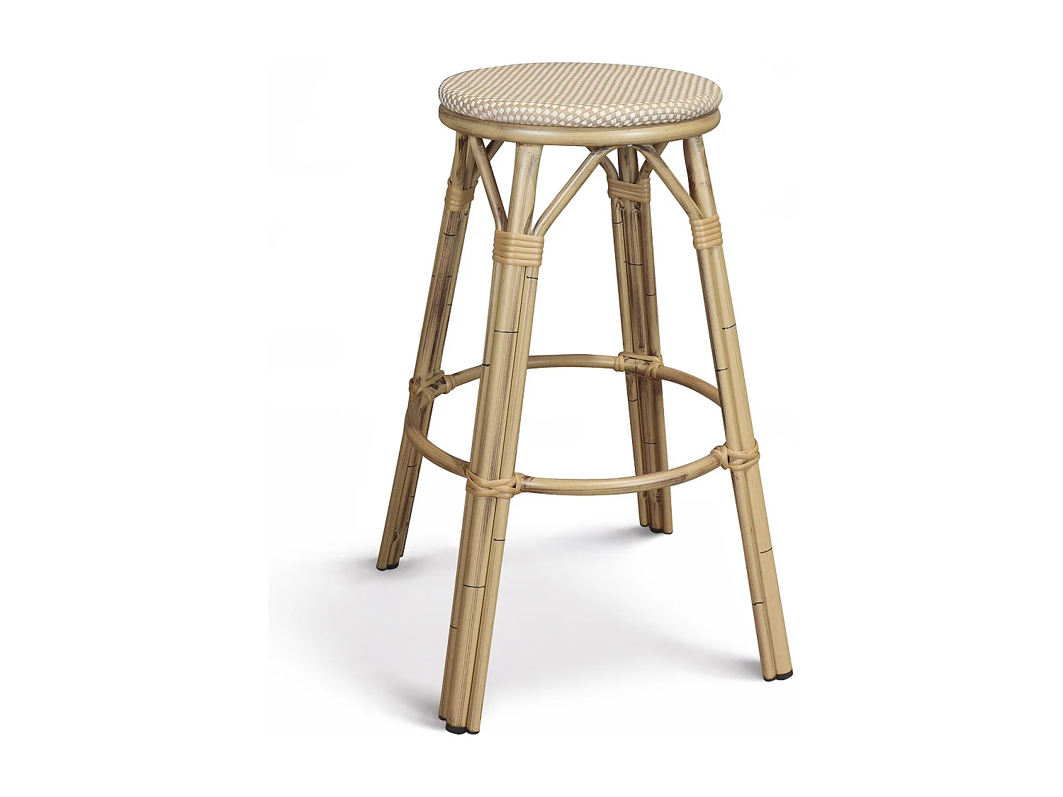 Now's Home - Tabouret Bar Textilene Structure Alu Aspect Rotin 46x46x74cm Amalfi
