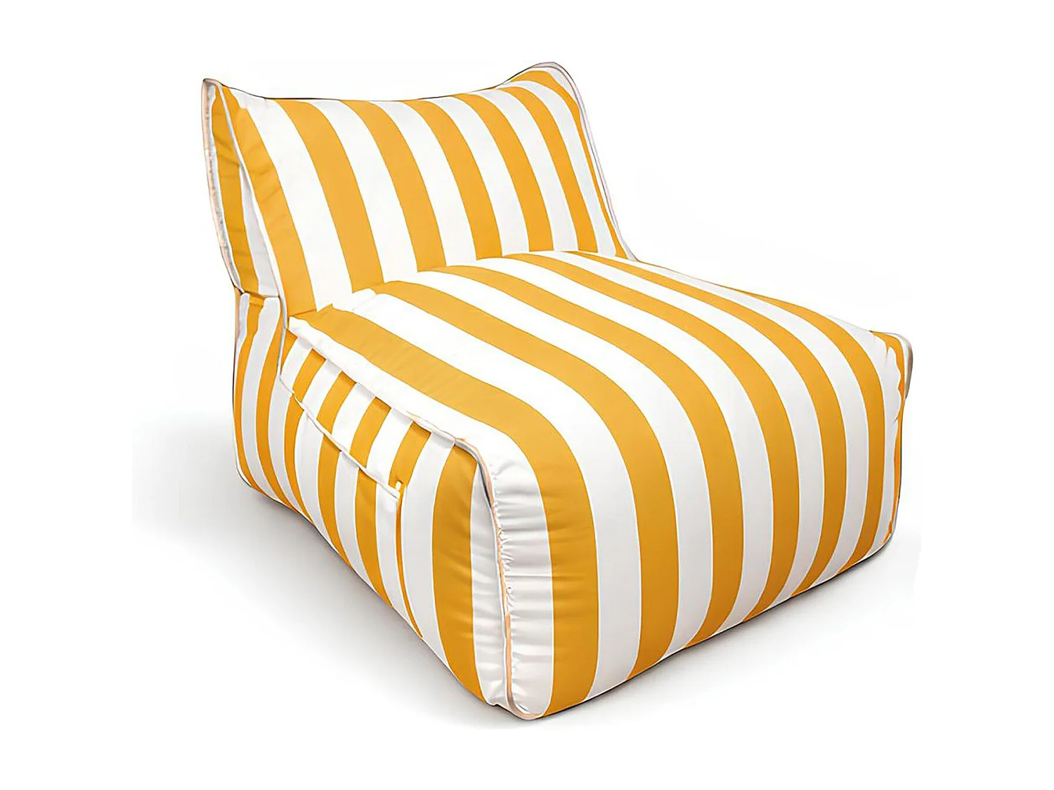 Now's Home - Fauteuil Exterieure Compresse Raye Bouton Or Blanc 75x90x70cm Flavio