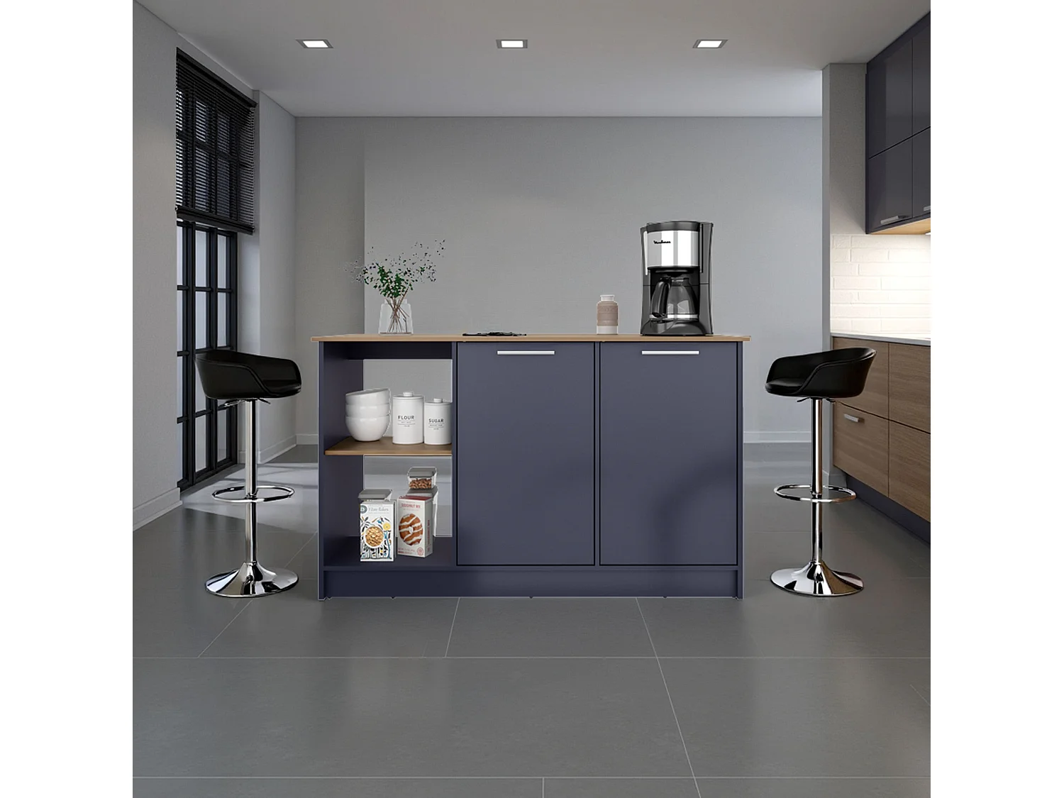 Ilha de Cozinha Juniper com Armazenamento