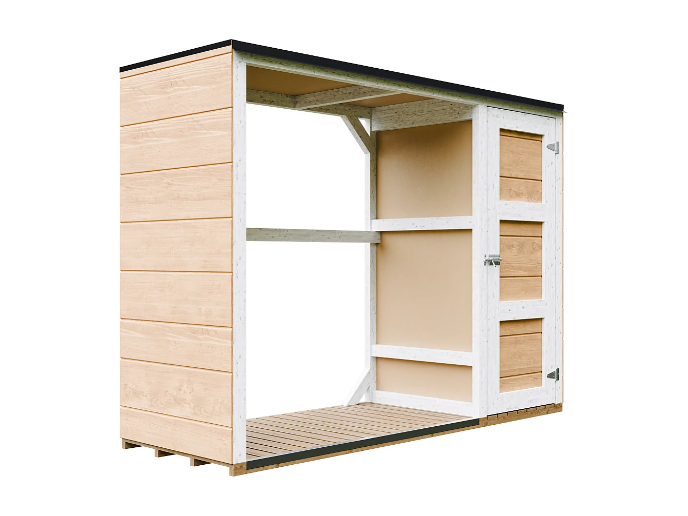 Abri à bûches extérieur - 75 x 217 x H159 cm - abri à outils et bûches - 1,09 m² + 0.53 m² - M981-HARVEST HONEY