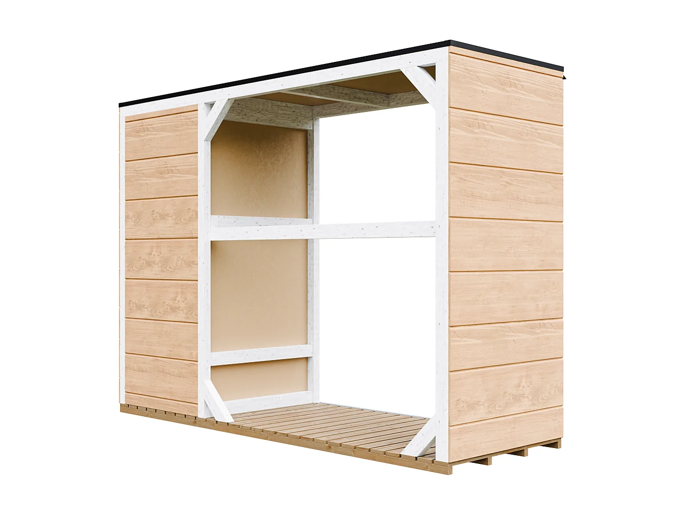 Abri à bûches extérieur - 75 x 217 x H159 cm - abri à outils et bûches - 1,09 m² + 0.53 m² - M981-HARVEST HONEY