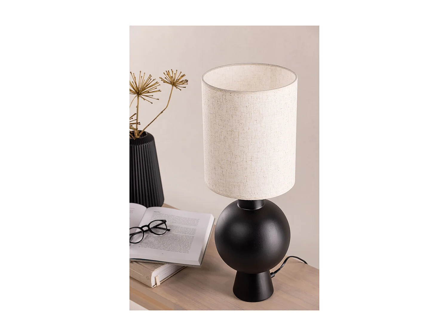 Mysterna éclairage lampe de table 21x21x55cm noir.