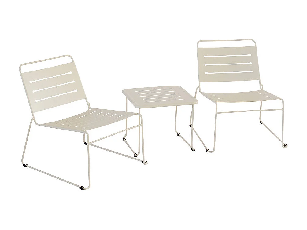 Solena - Salon de jardin 2 personnes en métal - Beige
