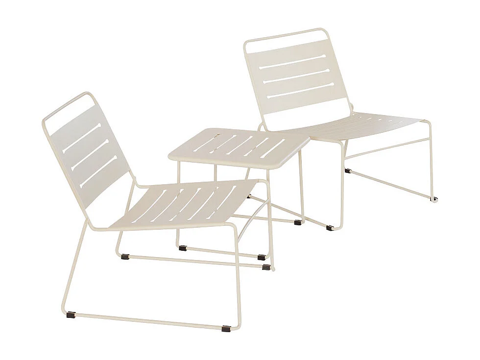 Solena - Salon de jardin 2 personnes en métal - Beige