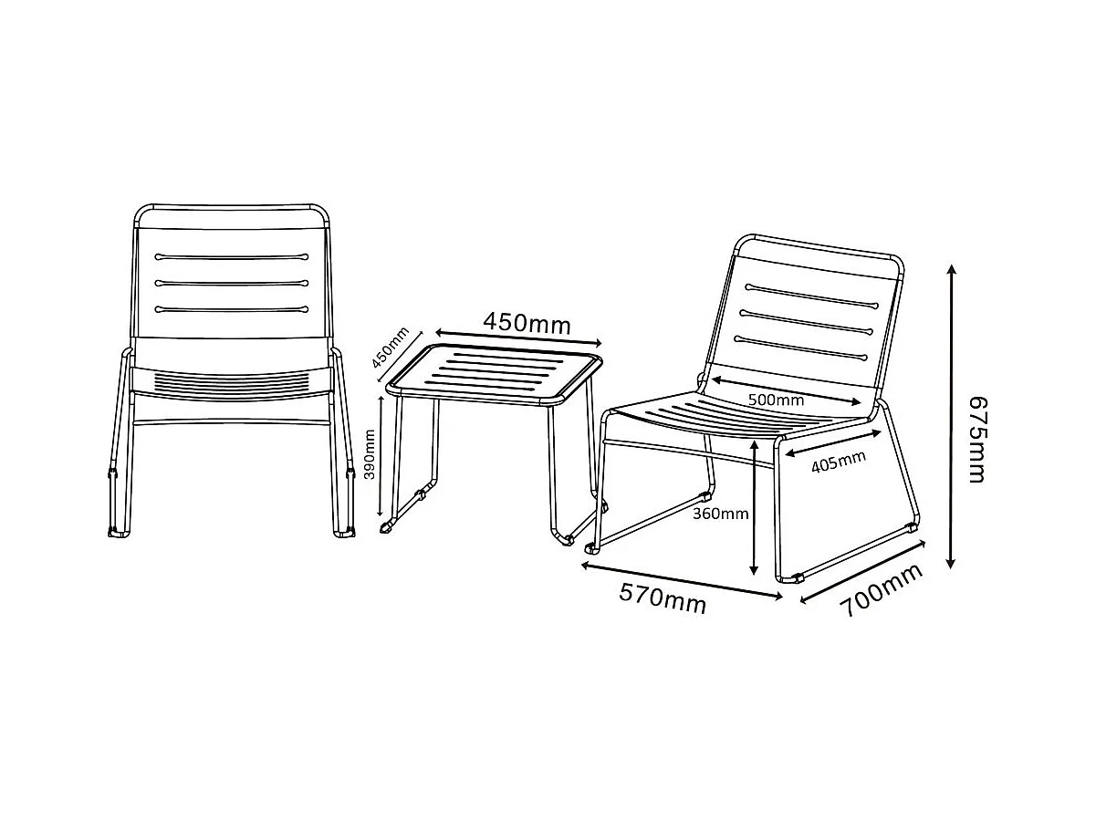 Solena - Salon de jardin 2 personnes en métal - Beige