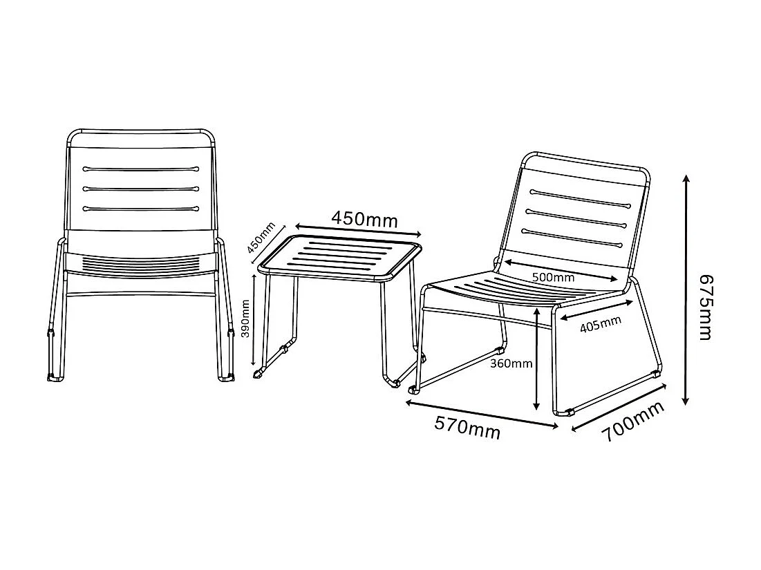 Solena - Salon de jardin 2 personnes en métal - Beige